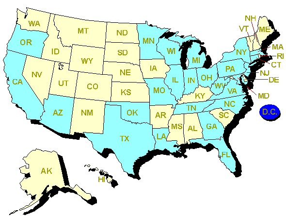 If your browser supported client-side image maps you would have seen a US map here.